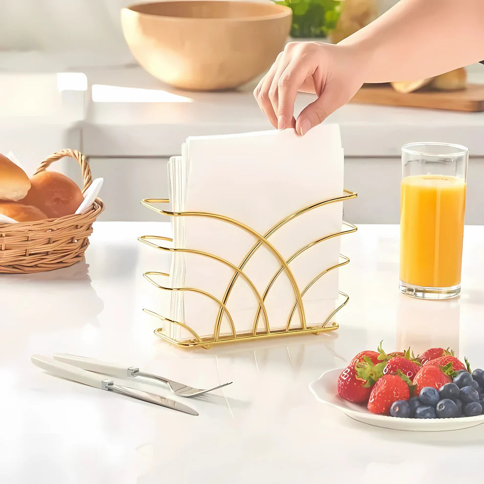 Luxury Arc Gold Napkin Holder – Stylish Tissue Stand for Dining Table & Kitchen