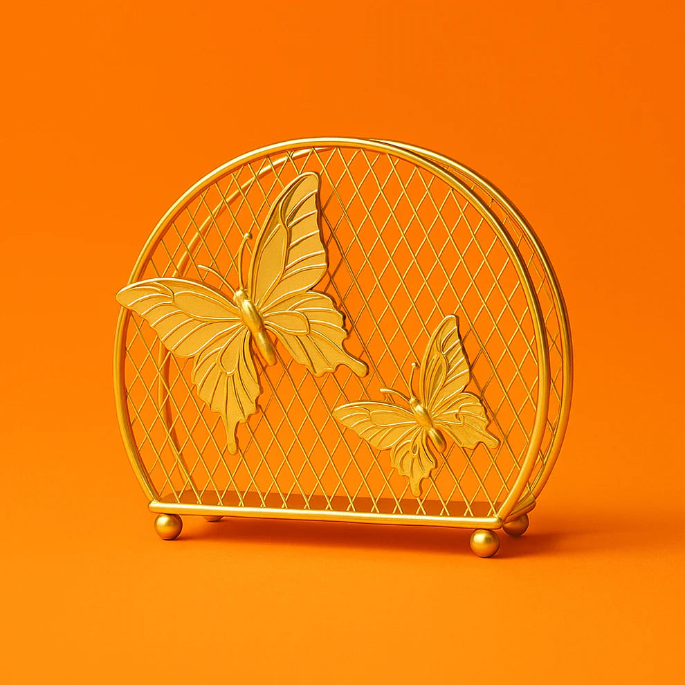 Gold Butterfly Napkin Holder – Stylish Tissue Stand for Dining Table, Kitchen & Office
