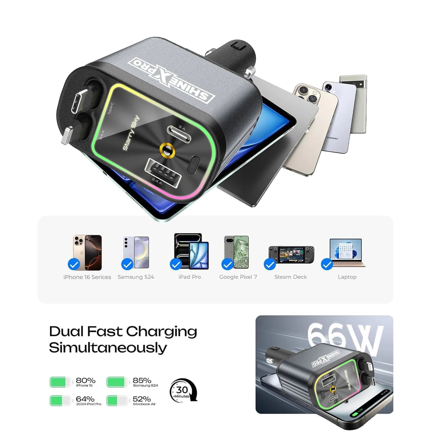 StarLight Retractable Car Charger