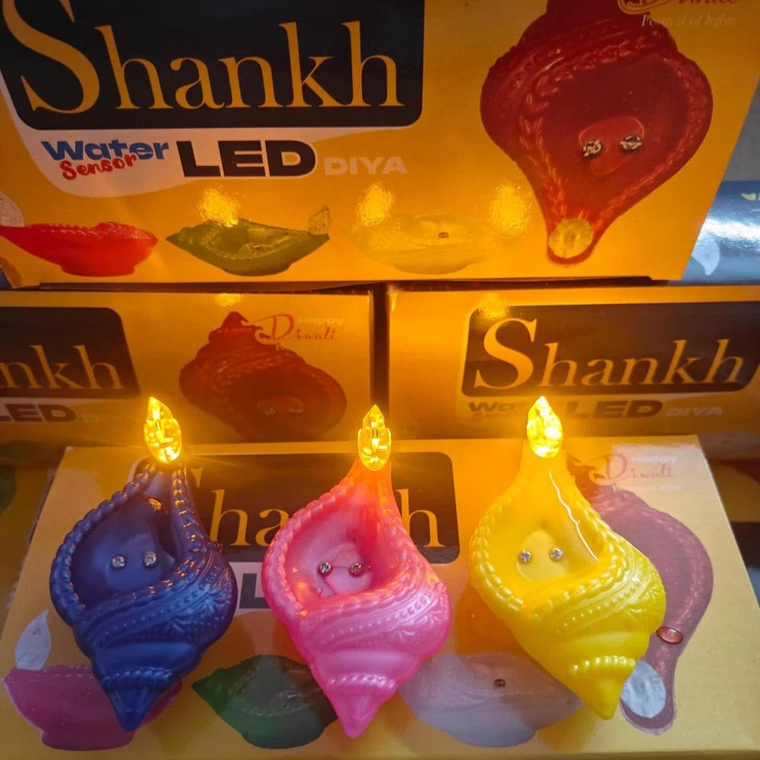 Shankh Water Sensor Diya Pack of 12