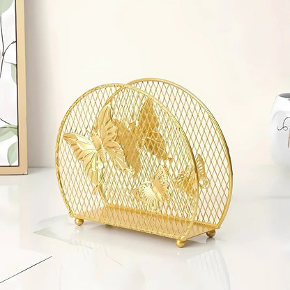 Gold Butterfly Napkin Holder – Stylish Tissue Stand for Dining Table, Kitchen & Office